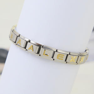 Bracciale italiano con ciondoli di nuovo Design acciaio inossidabile 26 lettere modulo italiano braccialetto - Product Image 3