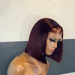 Parrucche colorate bordeaux 4 x4 chiusura in pizzo parrucche anteriori capelli umani Pre pizzicati taglio corto <span class=keywords><strong>Bob</strong></span> parrucche Glueless per capelli vergini grezzi brasiliani - Product Image 5
