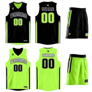 Conjunto Deportivo Personalizado de Doble Cara en Negro y Verde Neón, Diseño de Camiseta de Baloncesto - Product Image 5