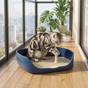 Caja de arena grande semicerrada para gatos, con lados altos y antirresplabes, inodoro para mascotas para gatitos y gatos adultos, uso en interiores - Product Image 2