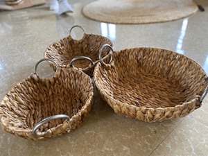 Ensemble de 3 paniers de rangement en jacinthe d'eau avec couvercle-rangement et Organization à domicile - Product Image 4