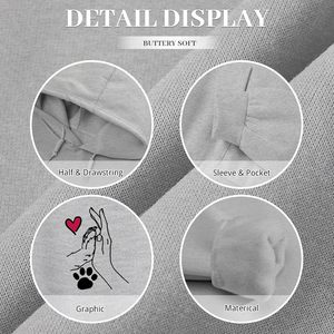 Sudadera con estampado de pata de perro y corazón para mujer, sudadera con capucha de algodón para amantes de las mascotas, jersey de manga larga, diseño transpirable de punto - Product Image 6