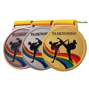 الجملة شعبية ميداليات ذهبية فضية برونزية ميدالية معدنية مخصصة للتايكواندو هدية