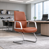 Chaise de direction ergonomique moderne contemporaine à dossier haut en cuir PU avec assise et dossier rembourrés pour salle de conférence, bureau, école