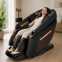 Fauteuil de massage corporel complet de luxe OEM ODM 3D à gravité zéro avec thérapie par chaleur et revêtement en cuir