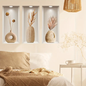 Nouveaux Stickers Muraux Effet 3D, Triptyque Artistique Autocollant pour Décoration Murale, Idéal pour Entrées et Salons - Product Image 5