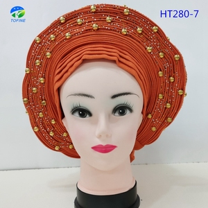 Top vente Nigeria Aso Oke Gele Headtie violet Gele Headtie femmes africaines Headtie pour la fête - Product Image 5