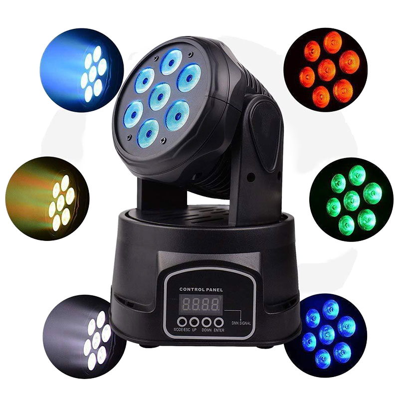 Профессиональный мини RGBW 4 в 1 движущаяся головка луча света 7 шт. LED DMX512 сценический DJ диско