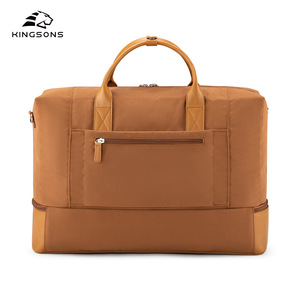 Kingsons Gym Bag Multi Layer Large Capacity Travel Tote Bag Unisex Solid Color Zipper Opening Orange Black White - Product Image 2