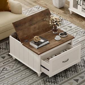 Table basse carrée élévatrice ferme stable avec armoire de rangement grand tiroir glissières de tiroir en métal lisse - Product Image 4