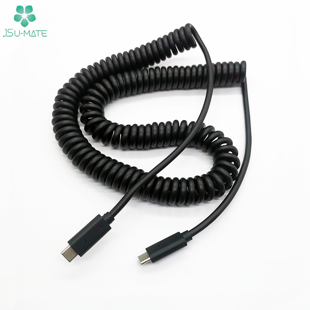 Custom 5Core PU Spiral Cable Coiled USB C to USB C Type PU Data Charger Cables USB Tipo C PU Cable