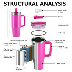 Custom per Stanllyyem tazza 40Oz con manico stainllyem acciaio viaggio tazza bicchierino Isolato Vaso Aislado Gobelet Isotherme - Product Image 4