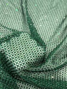 Vente chaude Tissu en dentelle filet de pêche en tulle personnalisé avec strass brillants, strass ronds colorés, pour robe de mariée - Product Image 5