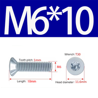 Manufacturer Carbon Steel Stainless Steel 304 Galvanized 8.8 Grade Countersunk Head Internal plum Machine Screws