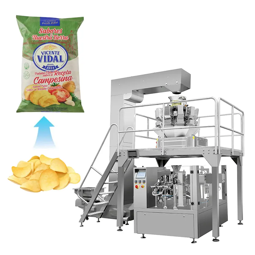 Nitrogen Puffed Corns Crisp Packaging Machines Cassava Chips Potato Chips Pillow Bag Packing Machine