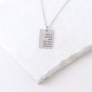 Joyería Cristiana, Collar con la Frase 'Dios Está Dentro de Ella, No Caerá', Joyería para Hija Cristiana, Joyería con Versículos Bíblicos - Product Image 2