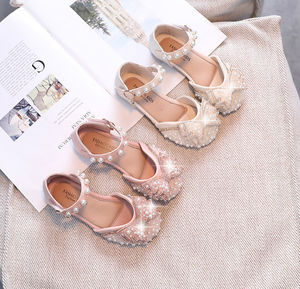 Sandales pour filles, chaussures de princesse pour enfants, chaussures souples pour étudiantes, chaussures à nœud perlé Baotou pour filles - Product Image 2