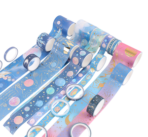 20 cuộn vũ trụ bầu trời đầy sao nhà sản xuất tùy chỉnh vàng bạc lá Washi Băng đặt cho văn phòng trường học - Product Image 5