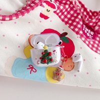 Coque souple en TPU Joyeux Noël pour Apple AirPods 1/2/3/4/Pro 2/3, étui transparent avec pendentif Arbre et Père Noël