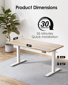 <span class=keywords><strong>Escritorio</strong></span> Eléctrico Ajustable de Diseño Moderno, 63x24 Pulgadas, Tablero de Dos Piezas, <span class=keywords><strong>Escritorio</strong></span> <span class=keywords><strong>para</strong></span> Trabajar Sentado o De Pie, Oficina en Casa, Marco Blanco, Superficie de Madera de Arce - Product Image 4