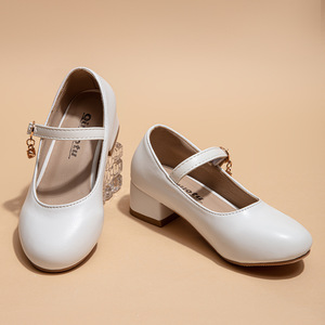 Nuevos Zapatos de Princesa Blancos y Negros para Niñas, Zapatos de Tacón Alto de Cuero para Actuaciones y Escolares, Zapatos de Baile para Niñas - Product Image 5