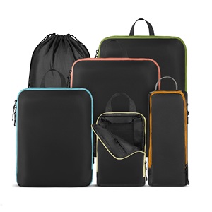 Juego de 6 Cubos de Compresión para Ahorrar Espacio en Viajes, con Asa de Fácil Agarre y Bolsillo para Accesorios - Product Image 1