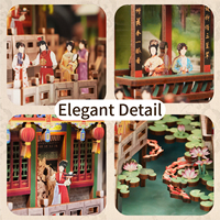 Tonecheer Dream of Red Mansions, kit de maison de poupée miniature 3D à construire soi-même avec éclairage LED, idéal pour les boutiques de papeterie et les cadeaux