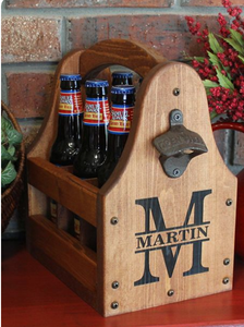 JUNJI Soporte portátil para cerveza Soporte para botella de vino Caja de regalo de madera con abrebotellas <span class=keywords><strong>Caddy</strong></span> de botella de madera - Product Image 5