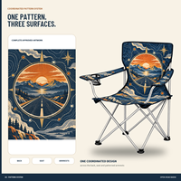 Chaise de camping en gros avec accoudoir unique, porte-gobelet et logo et motif personnalisés pour les excursions tout-terrain