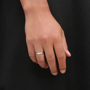 Titanium Steel <b>Ring</b> 4mm Matte Brushed Finish Unisex Jewelry Gift - Product Image 3