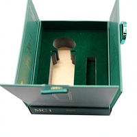 Boîte d'emballage de parfum vert émeraude de luxe, boîte cadeau rigide à double ouverture avec insert en mousse de velours pour emballage cadeau