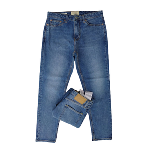 Jeans de Mezclilla Planos de Algodón para Hombre, Corte Recto Regular, Casuales de Primavera, Suaves, Transpirables, Duraderos, Moda Urbana, Venta al Por Mayor - Product Image 1
