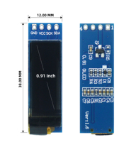 Módulo de Pantalla OLED de 0.91 Pulgadas GME12832-11/12/13, Resolución 128x32, Blanco/Azul/Amarillo, Interfaz I2C, Conector de 4 Pines