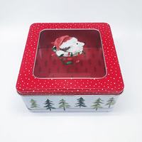 Boîte en fer à clapet rectangulaire de grande taille en fer blanc mat avec fenêtre pour l'emballage de cadeaux, impression de motifs alimentaires