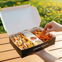 Boîte à compartiments personnalisée en papier kraft biodégradable pour plats à emporter : sushi, shawarma, poulet frit, frites, sandwich, mini-burger