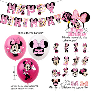 L'ensemble de décoration de fête d'anniversaire rose <span class=keywords><strong>Minnie</strong></span> Mouse comprend une bannière de ballons et un couvercle de cupcake pour la douche de bébé d'enfants X0409 - Product Image 3