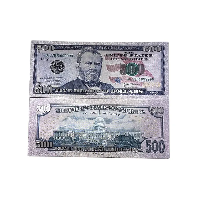 Банкнота США, экс-президент США, 500 долларов, покрытая серебряной фольгой, Банкнота с индивидуальным дизайном