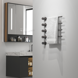 <span class=keywords><strong>Radiateur</strong></span> Chauffe-Serviettes Électrique Mural Dissimulé en Acier Inoxydable 304 pour Hôtels, Tube Rond, Barre Chauffante Noire - Product Image 2