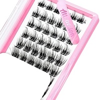 Faux cils en gros faits à la main en cheveux synthétiques, auto-adhésifs, pré-collés, réutilisables, 3D, doux, en éventail, cruelty-free