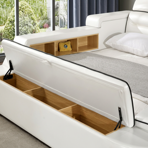 <span class=keywords><strong>Letto</strong></span> Smart di Lusso con Contenitore, Massaggio e Altoparlante Bluetooth, <span class=keywords><strong>Letto</strong></span> Moderno in Pelle con <span class=keywords><strong>Testiera</strong></span> Regolabile e Cassaforte - Product Image 4