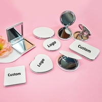 Wholesale Double Sided PU Leather Compact Mirror Foldable Personalized Pocket Mirror with Logo for Cosmetics