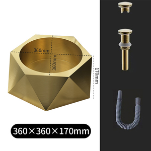 <span class=keywords><strong>Lavabo</strong></span> de salle de bain en acier inoxydable de style unique, couleur or rose, à poser sur le comptoir - Product Image 5