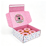 Boîte à donuts Mochi haut de gamme imperméable populaire, emballage en carton personnalisé, pelliculage mat, doublure en éponge, boîte cadeau de boulangerie portable