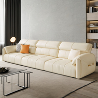 Canapé modulaire 3 places moderne en tissu de luxe léger, style oreilles d'éléphant, couleur crème, avec télécommande, pour salon simple