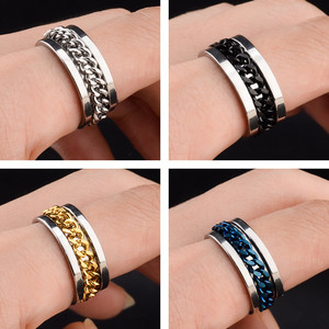 체인 회전 링 레트로 스테인레스 스틸 힙합 펜던트 목걸이 남성 스웨터 체인 - Product Image 3