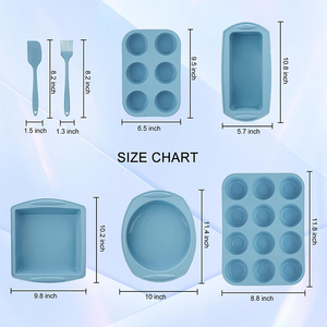 Cấp thực phẩm Silicone <span class=keywords><strong>Baking</strong></span> Set trang bị đầy đủ công cụ nướng bánh cookie bánh khuôn Khay cho muffin và bánh công cụ - Product Image 5