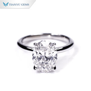 Anillo de compromiso y boda TIANYU GEMS personalizado de oro blanco de 14K y 18K con diamante ovalado curvo DF de laboratorio como piedra principal solitaria - Product Image 1
