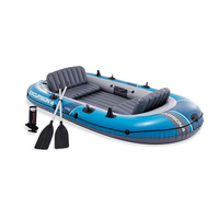 Kayak gonflable Intex pour 4-5 personnes, bateau gonflable en PVC épaissi, idéal pour les excursions marines, les parcs aquatiques et la pêche en lac (4m)