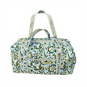Bolsa de Lona de Algodón con Estampado Floral y Cierre de Cremallera, Bolsa de Viaje de Gran Capacidad con Asa para el Hombro - Product Image 1