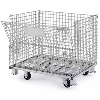 Conteneur de stockage pliable en treillis métallique SUNRISE personnalisé, surface galvanisée, maille 50x50mm, capacité de charge 500-2000kg